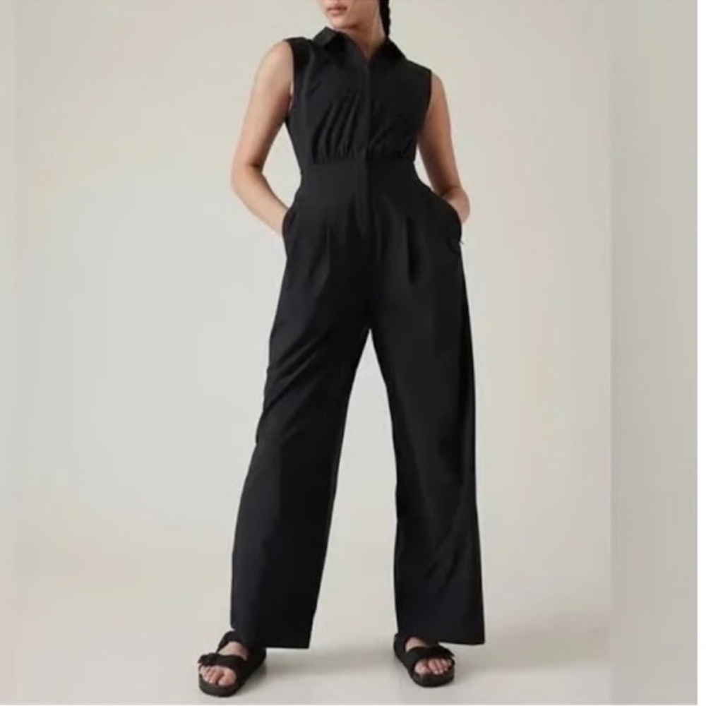 Athleta Brooklyn Utility Jumpsuit Black Sleeveless Size 16
